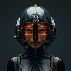 Female Cyber Robot with artificial intelligence.