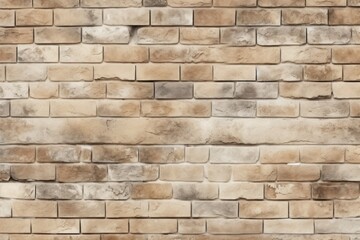 Wide Beige brick wall panoramic background texture. Home and office design backdrop