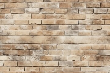 Obraz premium Wide Beige brick wall panoramic background texture. Home and office design backdrop