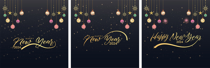 2024 Happy New Year Typography Design Set