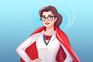 A superhero-themed image featuring a female woman doctor in a superhero cape, doctors as real-life heroes who save lives. Dedication and life-saving impact of healthcare professionals concept.