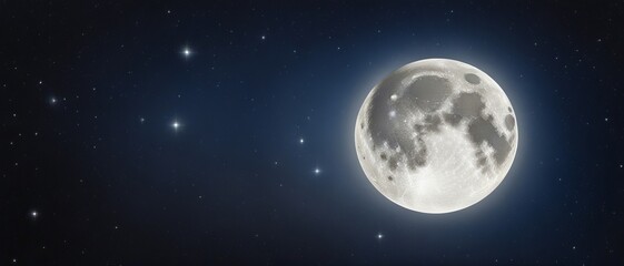Fototapeta na wymiar Full moon against a starry sky