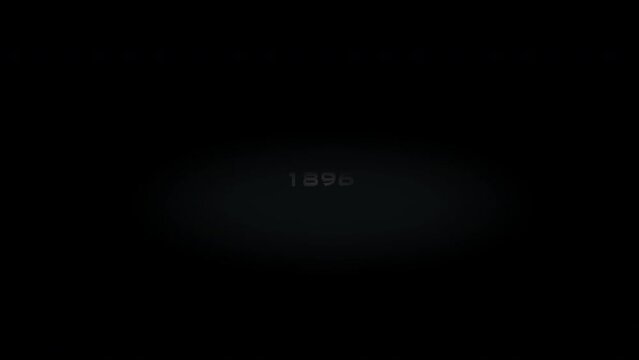 1896 3D title metal text on black alpha channel background