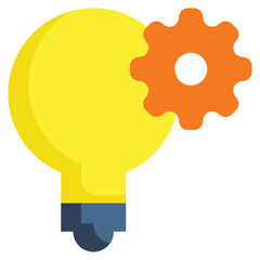 light bulb idea inspiration cog gear wheel flat style