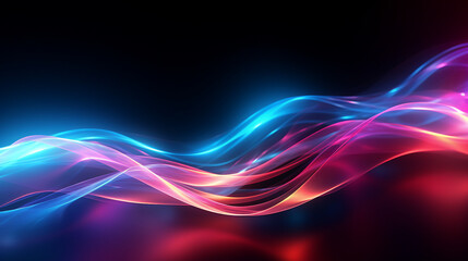 Naklejka premium Abstract Flow of Neon Light Representing Digital Information Streams Background