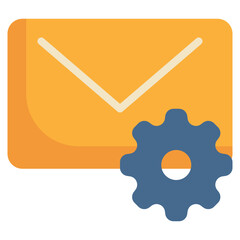 mail message envelope setting cog gear wheel flat style