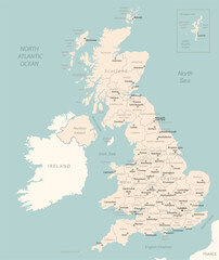 United Kingdom - detailed map with administrative divisions country.