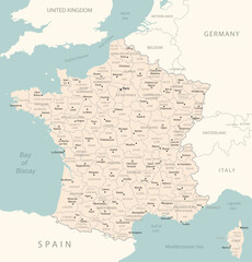 France - detailed map with administrative divisions country.