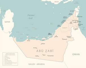 United Arab Emirates - detailed map with administrative divisions country.