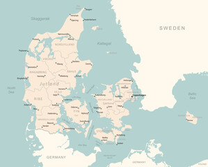 Denmark - detailed map with administrative divisions country.