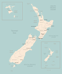 New Zealand - detailed map with administrative divisions country.