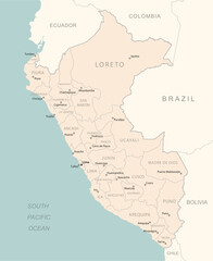 Peru - detailed map with administrative divisions country.