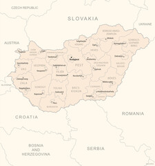 Hungary - detailed map with administrative divisions country.