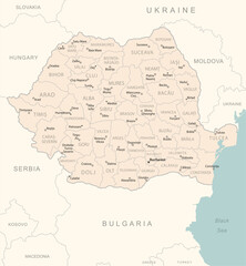 Romania - detailed map with administrative divisions country.