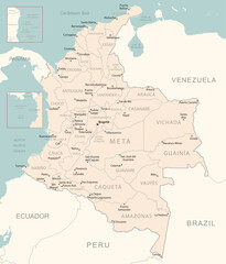 Colombia - detailed map with administrative divisions country.