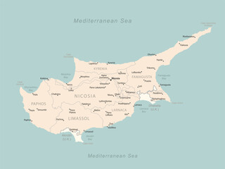 Cyprus - detailed map with administrative divisions country.