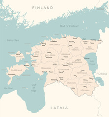 Estonia - detailed map with administrative divisions country.