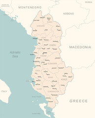 Albania - detailed map with administrative divisions country.