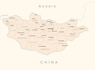 Mongolia - detailed map with administrative divisions country.