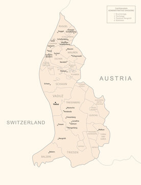 Liechtenstein - detailed map with administrative divisions country.
