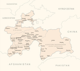 Tajikistan - detailed map with administrative divisions country.