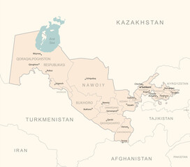 Uzbekistan - detailed map with administrative divisions country.