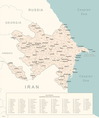 Azerbaijan - detailed map with administrative divisions country.