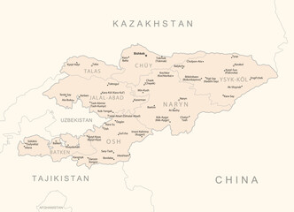 Fototapeta na wymiar Kyrgyzstan - detailed map with administrative divisions country.