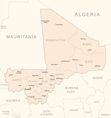 Mali - detailed map with administrative divisions country.