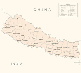 Nepal - detailed map with administrative divisions country.