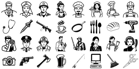 Icon set of 32 job vector