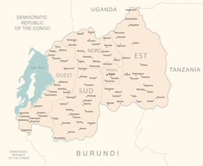 Rwanda - detailed map with administrative divisions country.