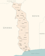 Togo - detailed map with administrative divisions country.