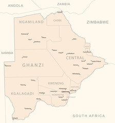 Botswana - detailed map with administrative divisions country.