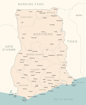 Ghana - detailed map with administrative divisions country.