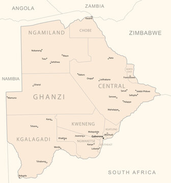 Botswana - detailed map with administrative divisions country.