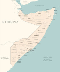Somalia - detailed map with administrative divisions country.