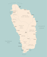 Dominica - detailed map with administrative divisions country.