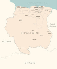 Suriname - detailed map with administrative divisions country.