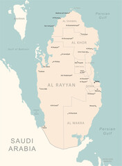 Qatar - detailed map with administrative divisions country.