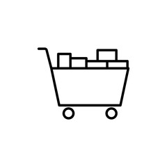 Cart with product vector icon illustration set
