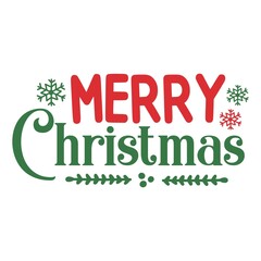 Christmas text design for T-shirts and apparel, holiday text on plain white background for shirt, hoodie, sweatshirt, card, tag, mug, icon, logo or badge, Merry Christmas