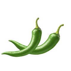 Green Chili pepper. Two chili hot pepper clipping path. Fresh pepper