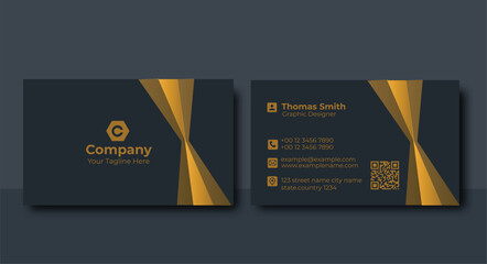gold modern creative business card and name card horizontal simple clean template vector design