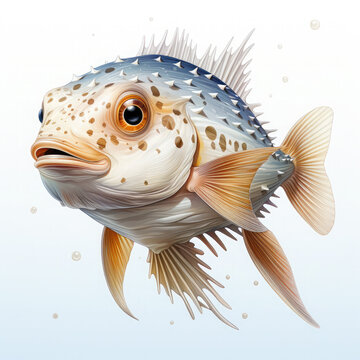 Waterco Puffer fish Clipart illustration Generative Ai