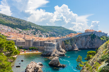View of Fort Bokar in city of Dubrovnik. Dubrovnik is a historic city of Croatia in Dalmatia. UNESCO World Heritage Site