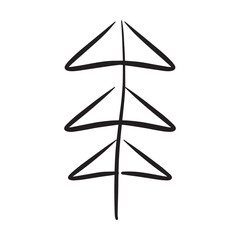 Christmas tree icon, vector hand drawn outline illustration of Xmas symbol for greeting and invitation cards in web and print materials
