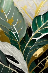 Tropical plant monstera leaves in abstract artwork 