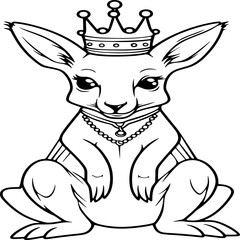 cute kangaroo with crown coloring page