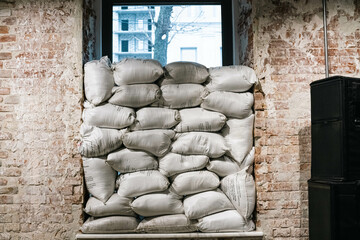 Folded bags for window protection in Ukraine